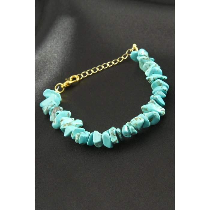 Turkuaz Kırık Doğaltaş Bileklik
