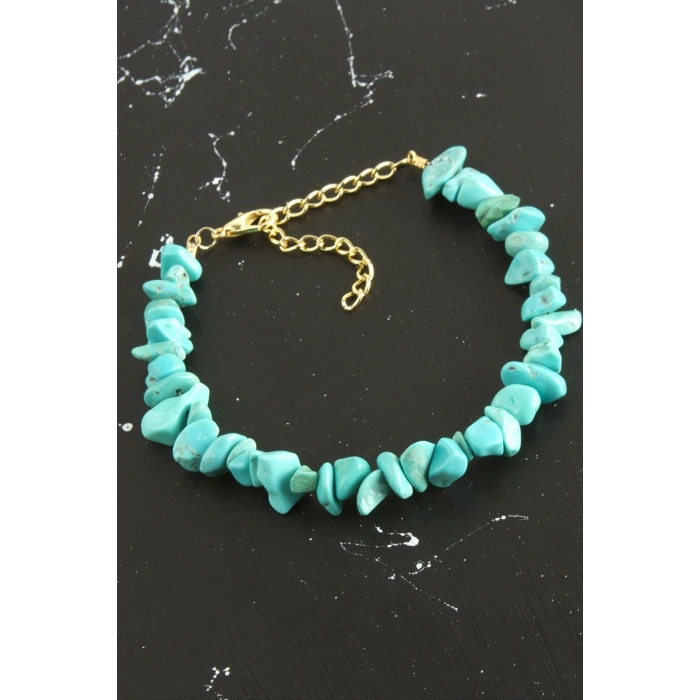 Turkuaz Kırık Doğaltaşlı Bileklik
