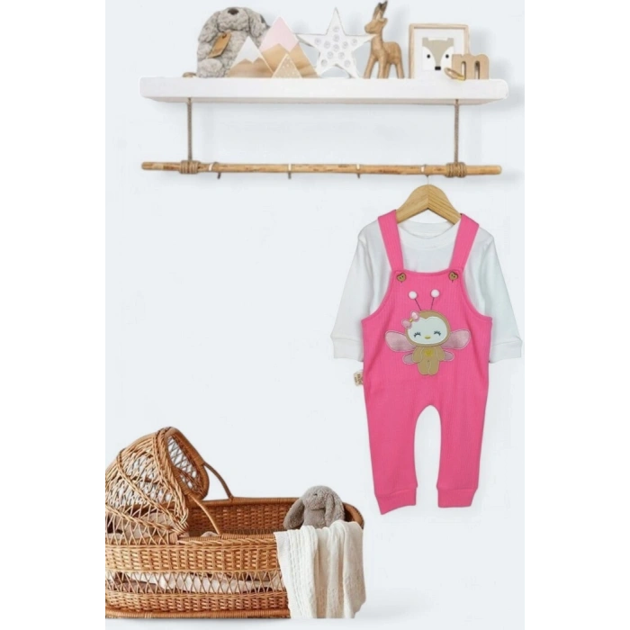 Turuncu Renk Kız Bebek & Çocuk Pamuklu 2 Parça Tulum