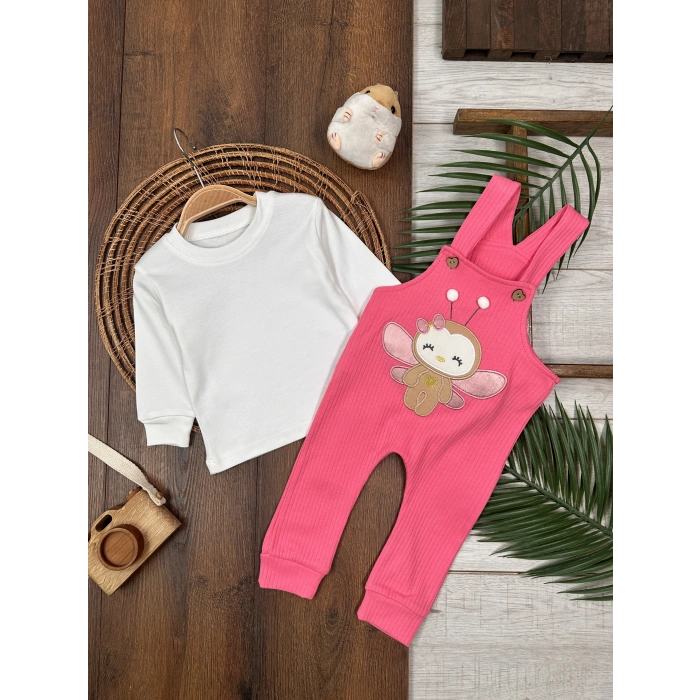 Turuncu Renk Kız Bebek & Çocuk Pamuklu 2 Parça Tulum