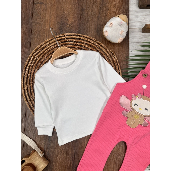 Turuncu Renk Kız Bebek & Çocuk Pamuklu 2 Parça Tulum