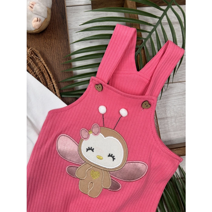 Turuncu Renk Kız Bebek & Çocuk Pamuklu 2 Parça Tulum