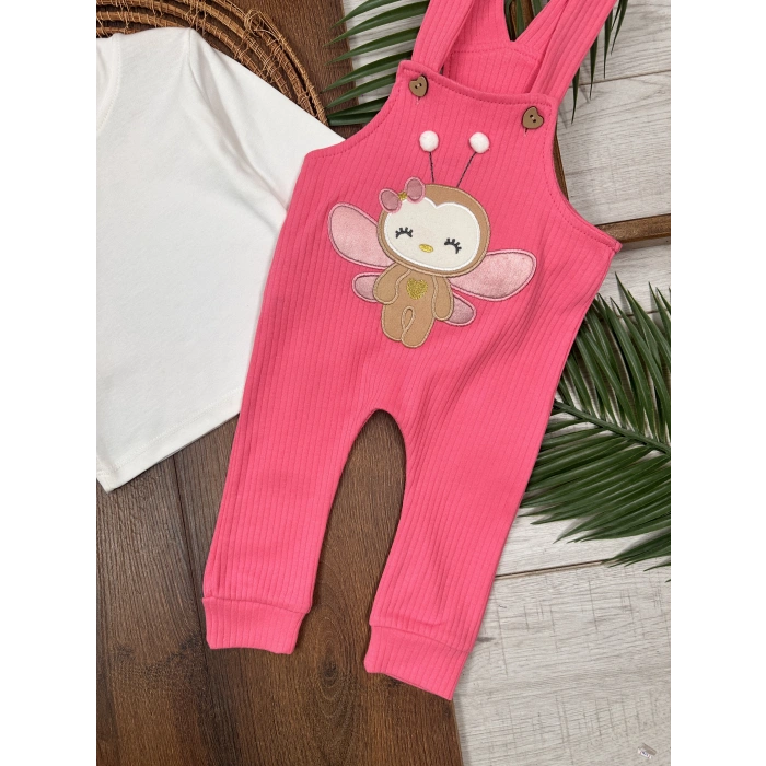 Turuncu Renk Kız Bebek & Çocuk Pamuklu 2 Parça Tulum