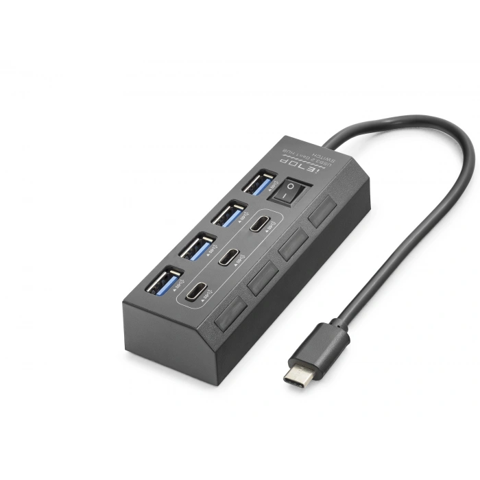 Type-C 3.2 Gen1 Anahtarlı Hub 7 Port 5 Gbps Siyah HDX7057