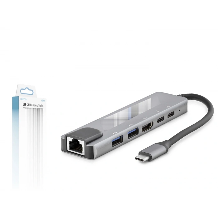 Type-C Combo Hub Hdmi 4K Usb 3.0 Lan 6 Port - Gri HDX7791