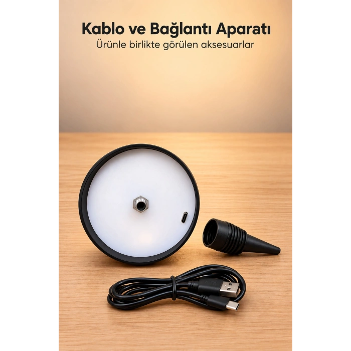 Type C Girişli Şişe Lambası Dekoratif Konik Tasarım