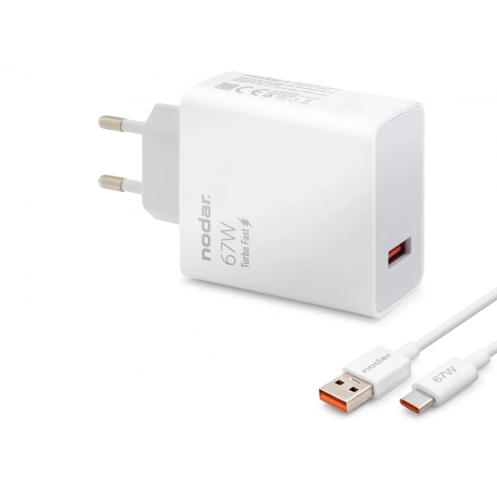 Type-C Hızlı Şarj Seti 67W Usb Adaptörlü - Beyaz ND1008