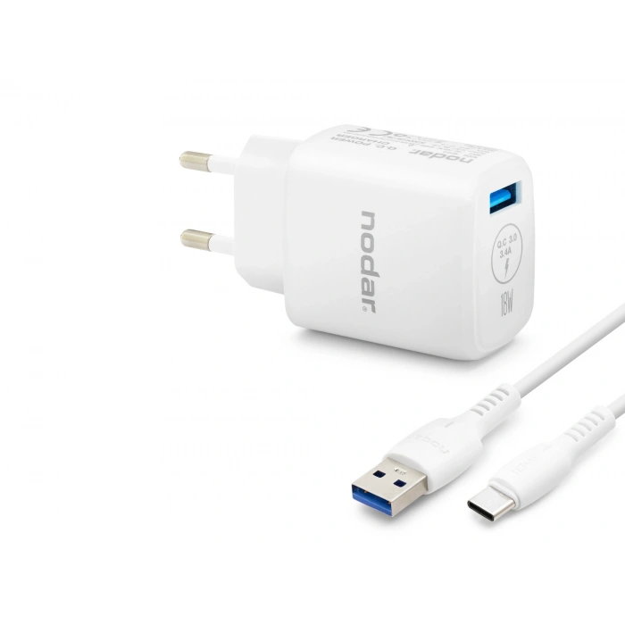 Type-C Qc 3.0 Hızlı Şarj Seti 18W 3.4A Usb Adaptörlü - Beyaz ND1010