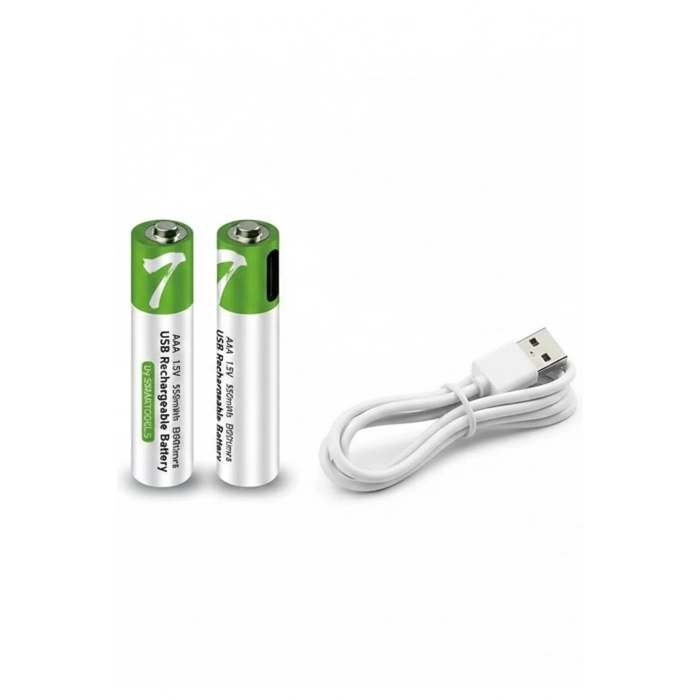 Type-c Şarjlı 800mwh 1.5v Şarj Edilebilir 2’li Aaa İnce Pil - Lityum Iyon Batarya