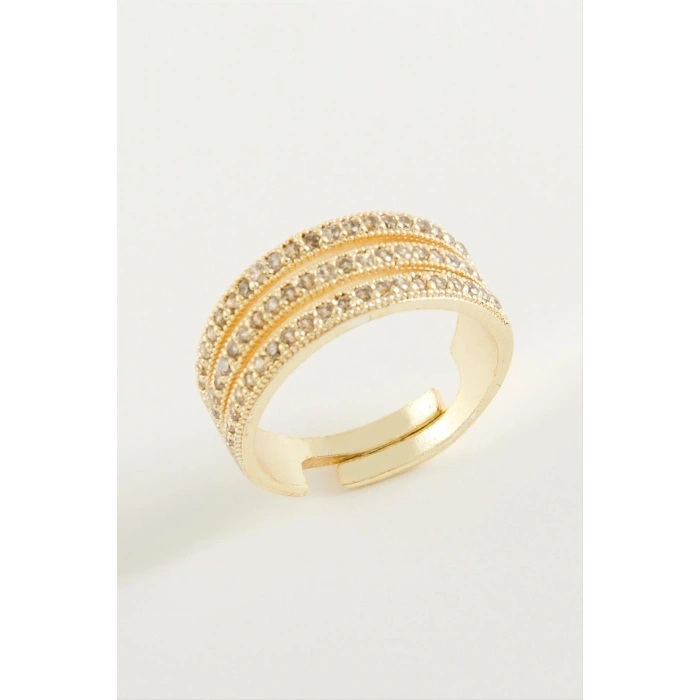 Üç Sıra Zirkon Taşlı Yüzük