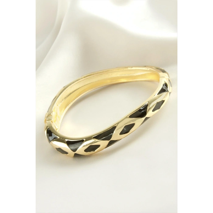 Üçgen İşlemeli Mineli Kelepçe Bileklik