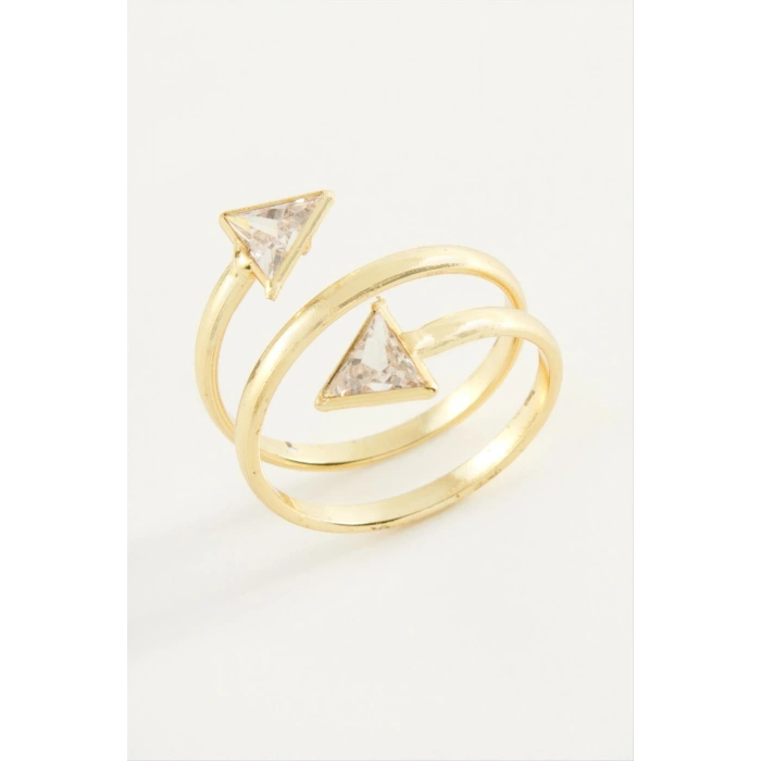 Üçgen Zirkon Taşlı Yüzük