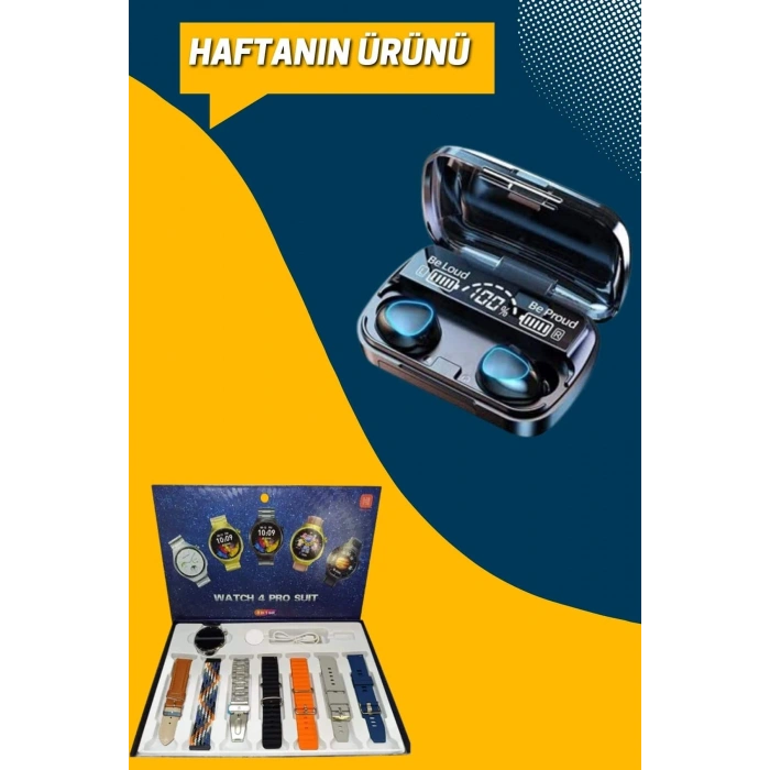 Ucuz Kaliteli Yeni Nesil 7 Kordonlu Akıllı Saat Ve Kablosuz Bluetooth Kulaklık Anc Özelliği