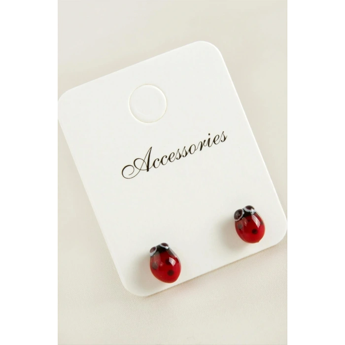 Uğur Böceği Cam Küpe