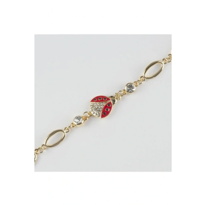 Uğur Böceği Figürlü Taşlı Metal Bileklik