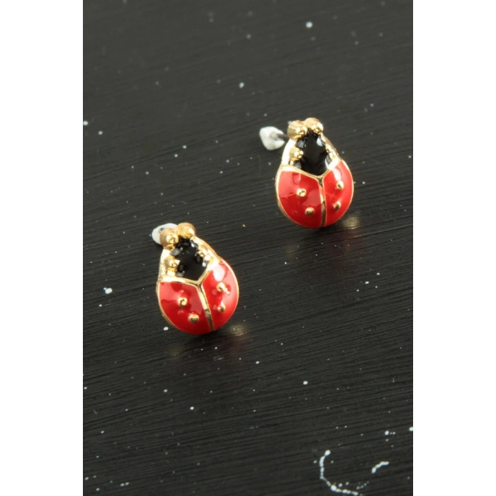 Uğur Böceği Mineli Minik Küpe