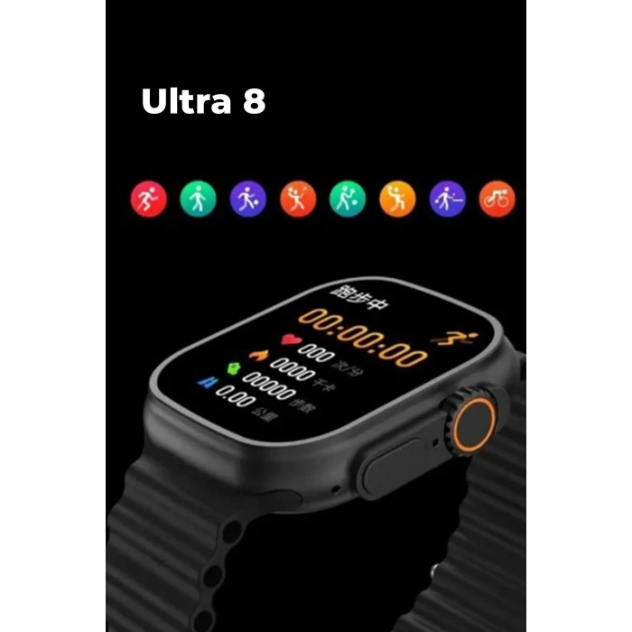 Ultra 8 2.1 inç IPS Ekran Konuşma ve NFC Özellikli Akıllı Saat - Gümüş