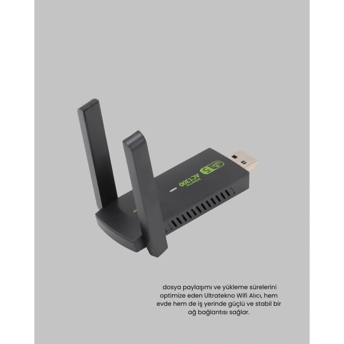 Ultratekno Dual Band Wifi Adaptör – 1200 Mbps Usb 3.0 Çift Antenli Geniş Kapsama Alanı Ve Yüksek Hız