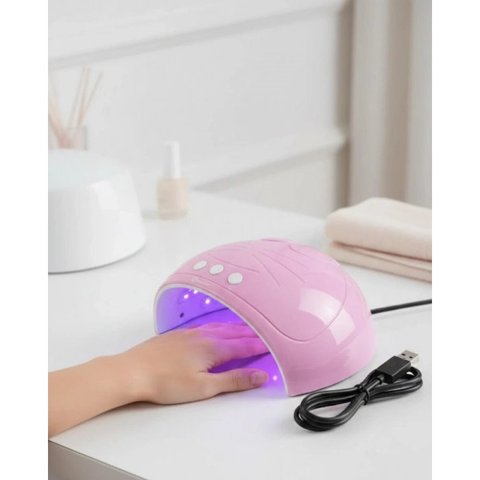 Ultraviyole Işıklı 15 Ledli 45w Oje Kurutucu Makine Pembe