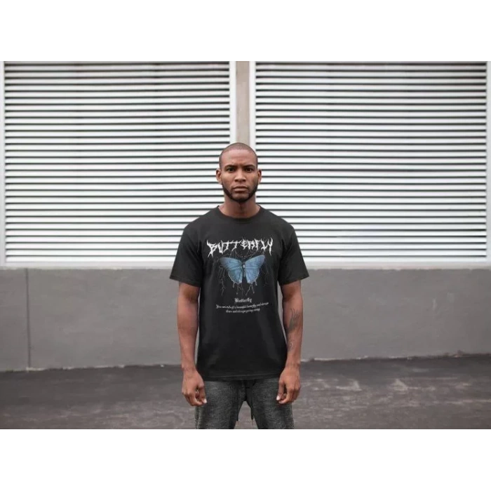 Unisex Bisiklet Yaka Baskılı Oversize TShirt