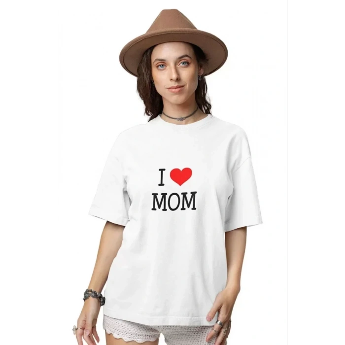 Unisex Bisiklet Yaka Baskılı Oversize TShirt