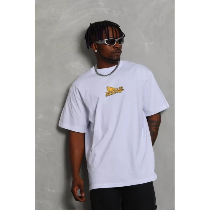 Unisex Bisiklet Yaka Baskılı Oversize TShirt