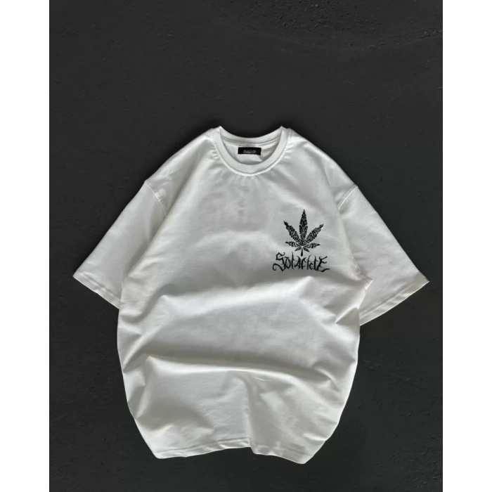 Unisex Bisiklet Yaka Baskılı Oversize TShirt