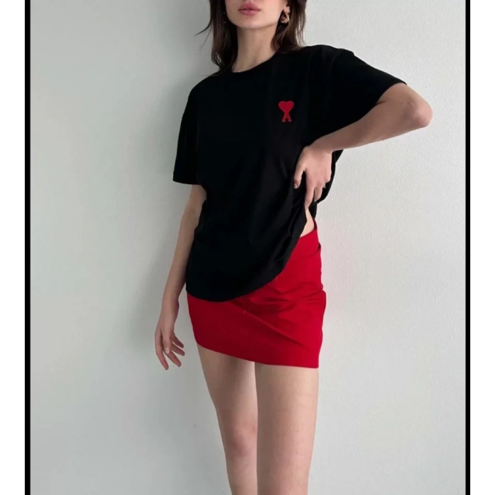 Unisex Bisiklet Yaka Baskılı Oversize TShirt