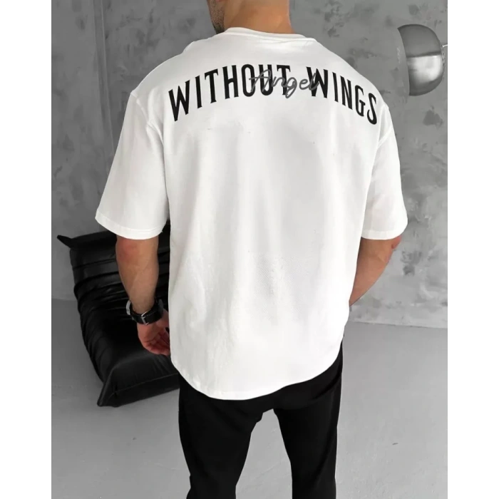 Unisex Bisiklet Yaka Baskılı Oversize TShirt