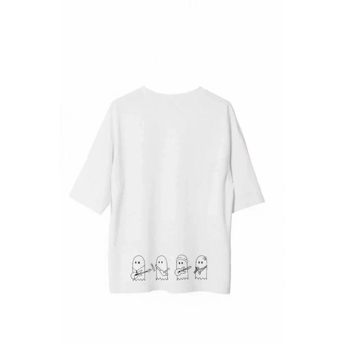 Unisex Bisiklet Yaka Baskılı Oversize TShirt