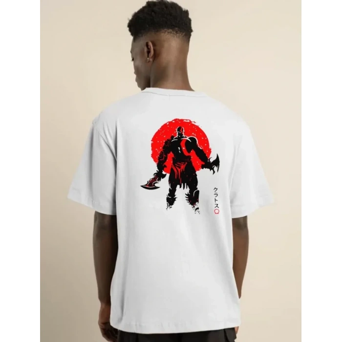 Unisex Bisiklet Yaka Baskılı Oversize TShirt