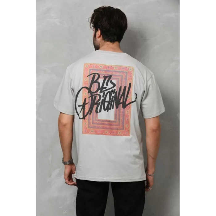 Unisex Bisiklet Yaka Baskılı Oversize TShirt