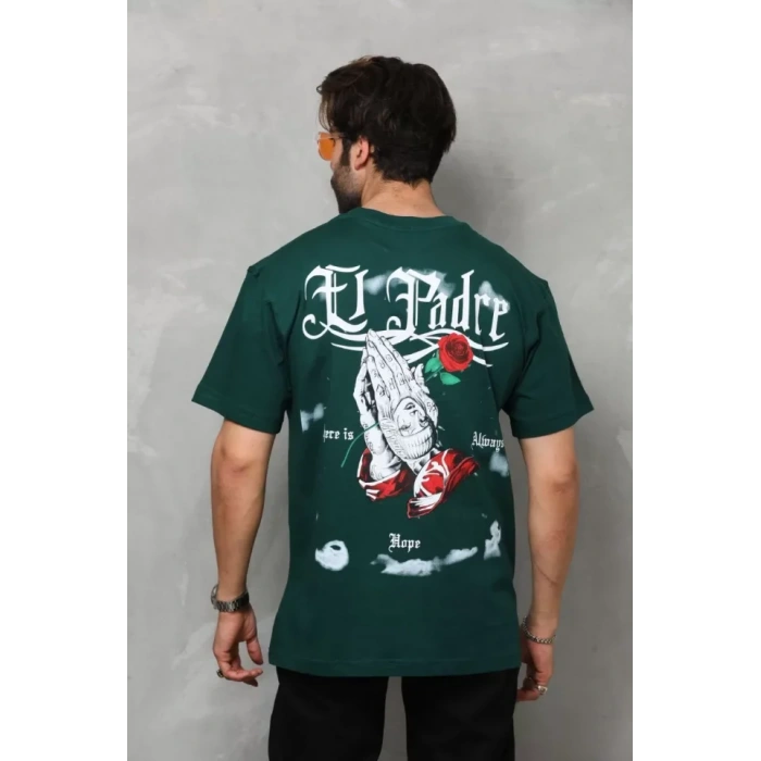 Unisex Bisiklet Yaka Baskılı Oversize TShirt