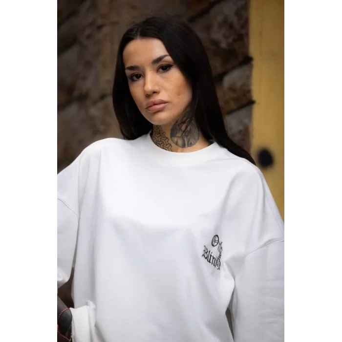 Unisex Bisiklet Yaka Baskılı Oversize TShirt