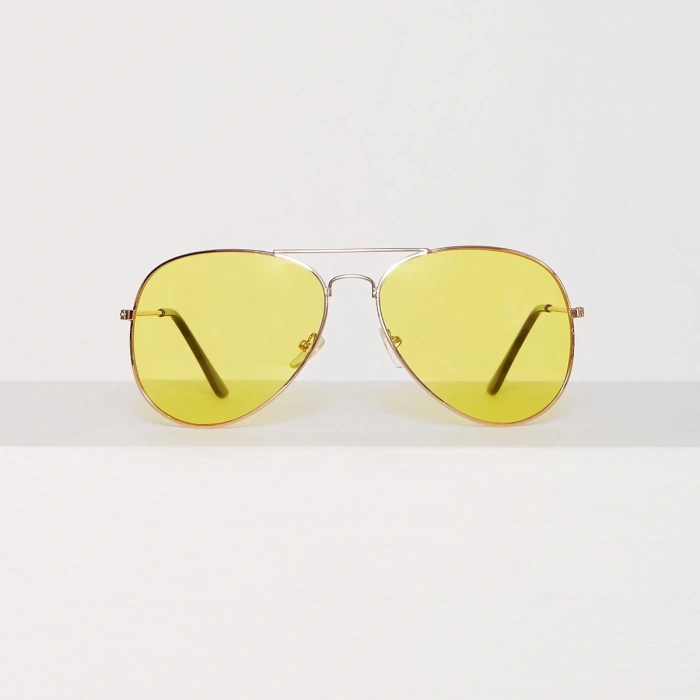 Unisex Gold Metal Çerçeveli Damla Gözlük (kutulu)