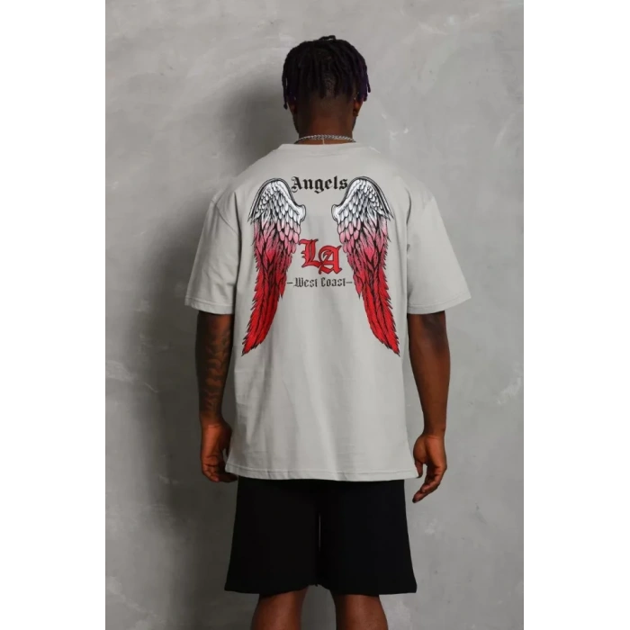 Unisex Oversize Baskılı Bisiklet Yaka TShirt