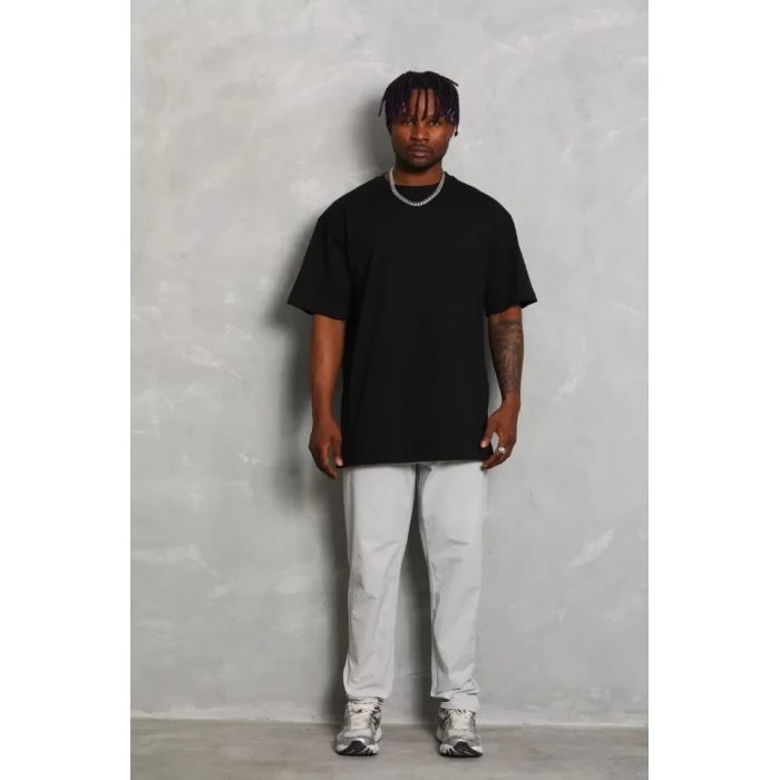 Unisex Oversize Düz Bisiklet Yaka TShirt