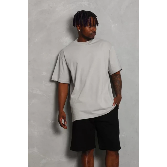 Unisex Oversize Düz Bisiklet Yaka TShirt