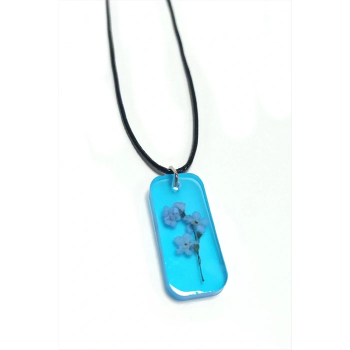 Unutmabeni Çiçeği Dikdörtgen Epoksi Kolye