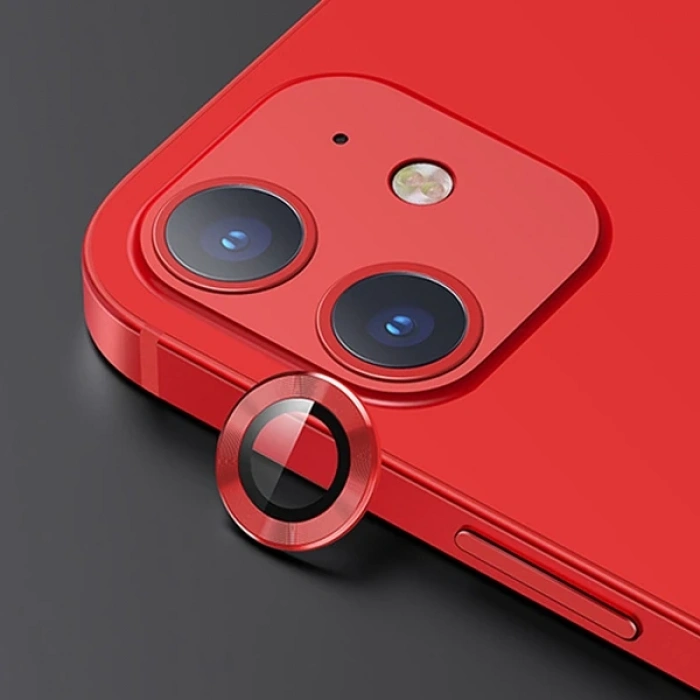 Usams İphone 12 - 12 Mini 3d Metal Çerçeveli Kamera Lens Koruyucu