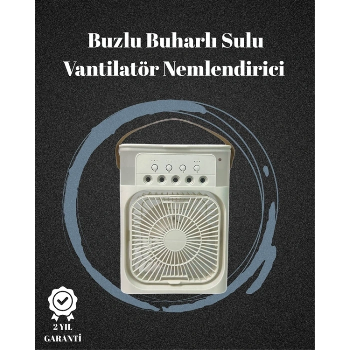 Usb Bağlantılı 3ü 1 Arada Nemlendirici Mini Klima Fan | 7 Renk Işıklı