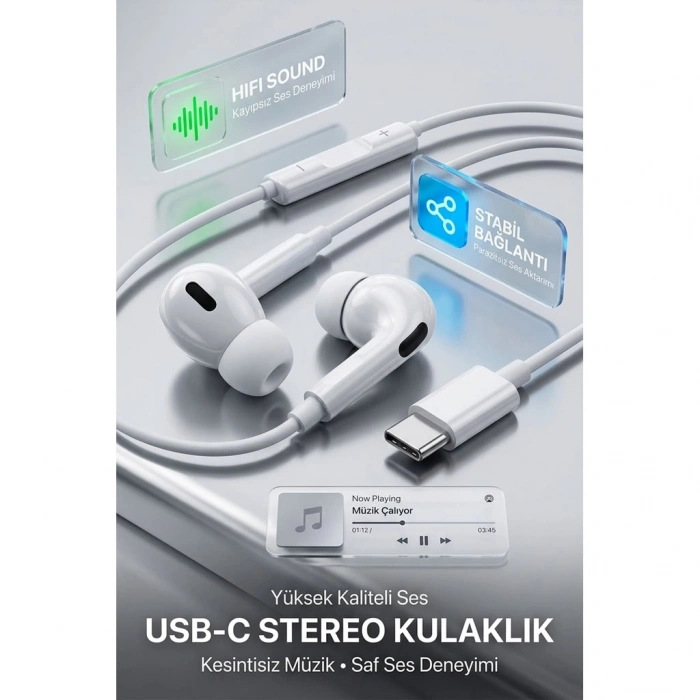 USB-C Bağlantı Mikrofonlu Kulaklık IP90