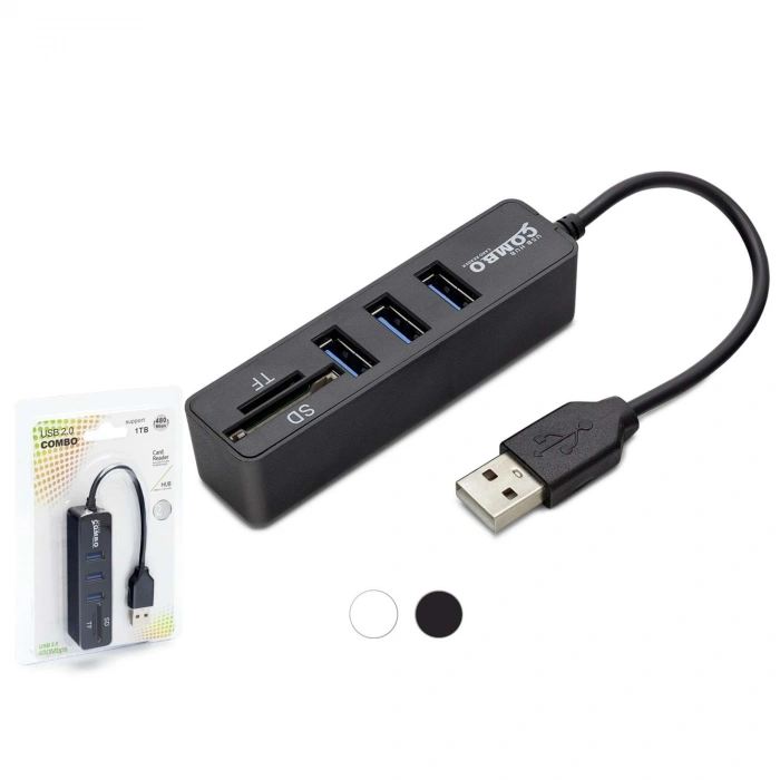 Usb Hub Combo 3*Usb + Sd + Tf Siyah HDX7009