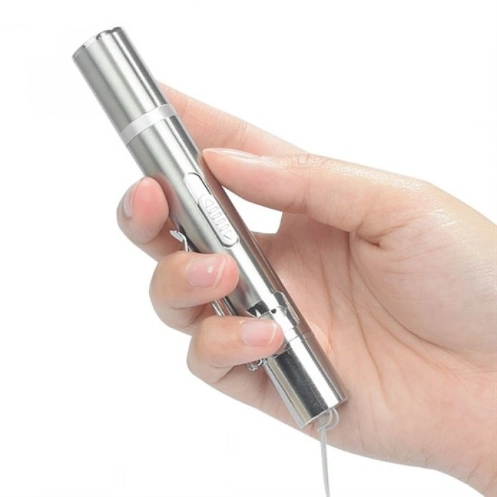 Usb İle Şarj Edilebilen 3In 1 Kırmızı Işık +Beyaz Led Meşale Işık + Uv El Feneri Kedi Lazeri (4887)