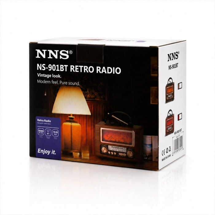 USB ŞARJLI - ŞÖMİNE İBRELİ FM RADYO RETRO MP3 USB - TF PLAYER SPEAKER NS-901BT (4887)