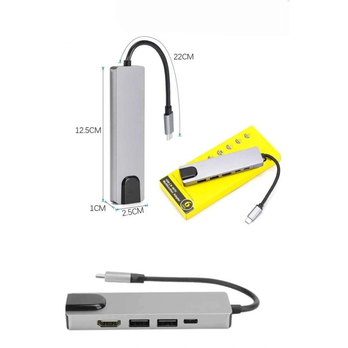 Usb Type-c Hub Dönüştürücü Çevirici Çoklayıcı Macbook Çevirici 8 Portlu