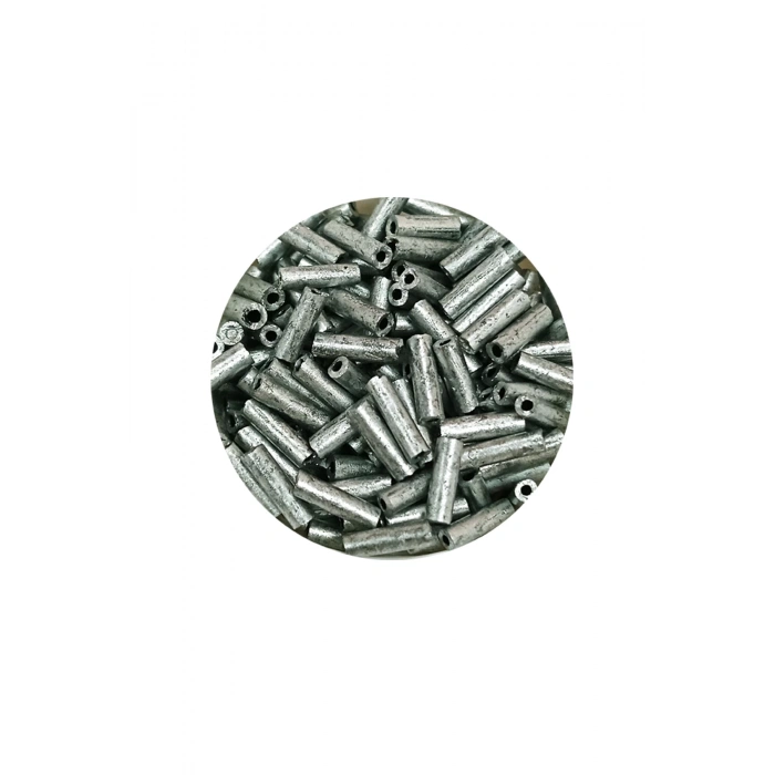 Uzun Boru Kesme Boncuk Çap 2mm Uzunluk 10 mm - 20 Gram - Desenli Gümüş - BNC244