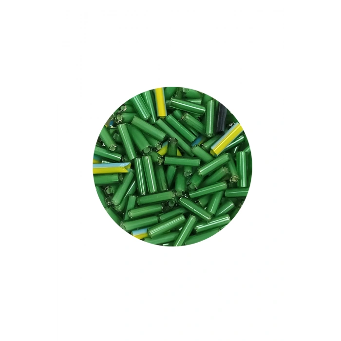 Uzun Boru Kesme Boncuk Çap 2mm Uzunluk 10 mm - 20 Gram - Yeşil - BNC256