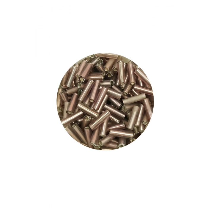 Uzun Boru Kesme Boncuk Çap 2mm Uzunluk 10 mm - 60 Gram - Koyu Bej - BNC264