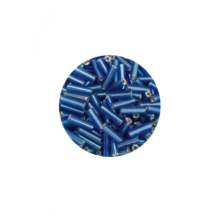Uzun Boru Kesme Boncuk Çap 2mm Uzunluk 10 mm - 60 Gram - Mavi - BNC281